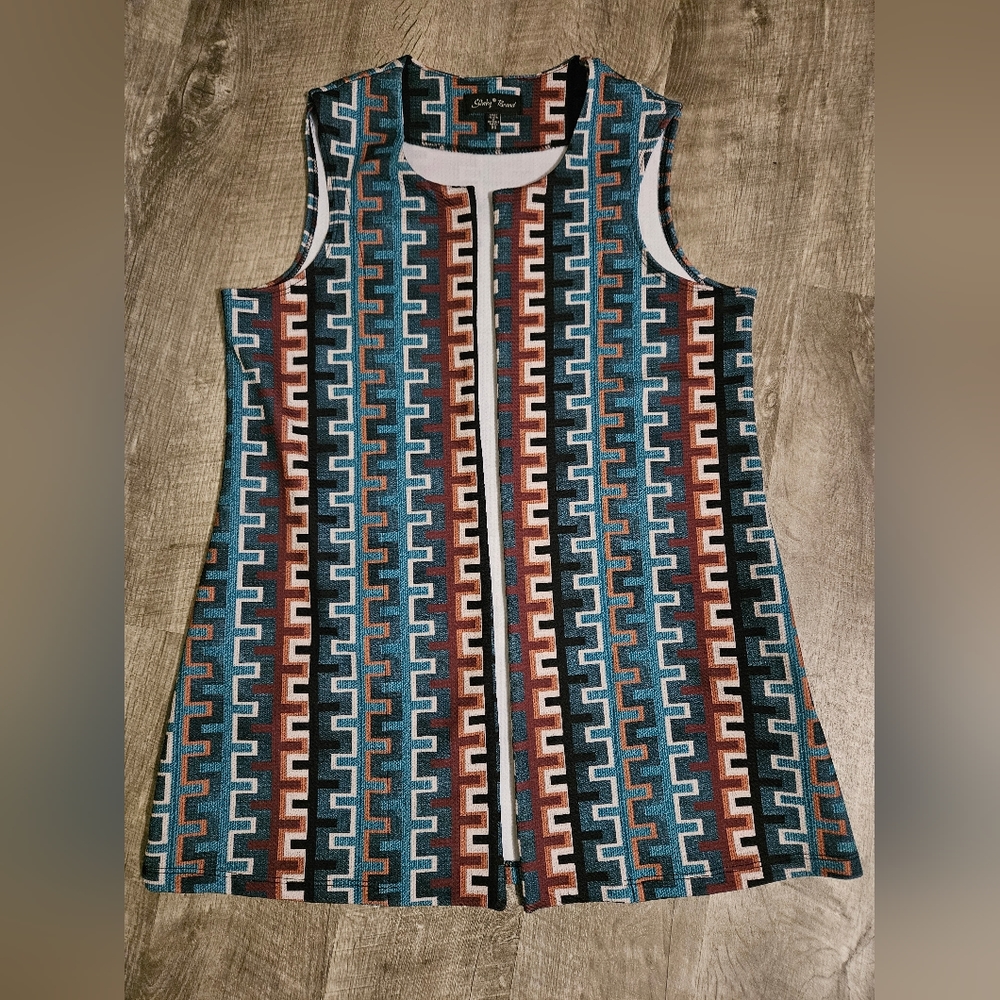Open Front Zig Zag Tunic Vest Size Xsmall - Picture 2 of 5
